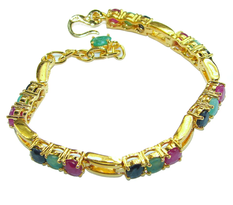 Ruby Bracelet 925 Sterling Silver 19.80g Red Oval Gemstone Handcrafted Unique - Image 4 of 4