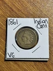 1861 Indian Head Cent Penny Nice VG Very Good Better Date US 1c Coin (Raw18074)