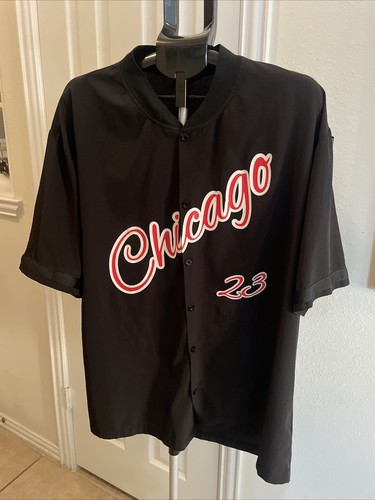 Chicago Bulls 23 Michael Jordan Button Up Black Red Jersey Shirt Men’s Size 2XL