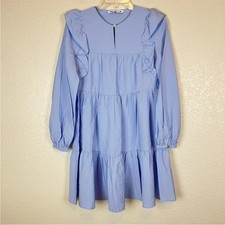 Zara Blue Tiered Cottagecore Babydoll Ruffle Flounce Mini Dress Size XS