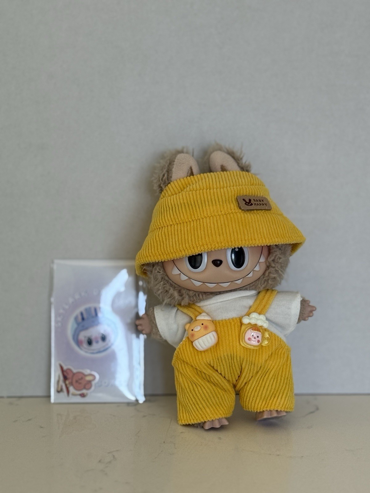 Labubu Yellow Overalls Outfit for Cute Collectible Figures