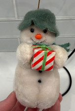 Vtg EDEN The Snowman 5" Plush Christmas Ornament Clip RARE Made in Korea 1987