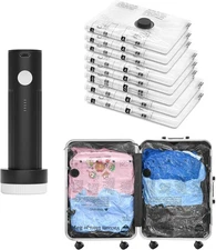 Travel Vacuum Bags for Luggage with Portable Electric Pump, 12 Combo (4L/4M/4...