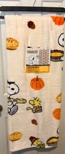 PEANUTS Snoopy Woodstock Blanket Fall Autumn Throw Thanksgiving Pilgrim