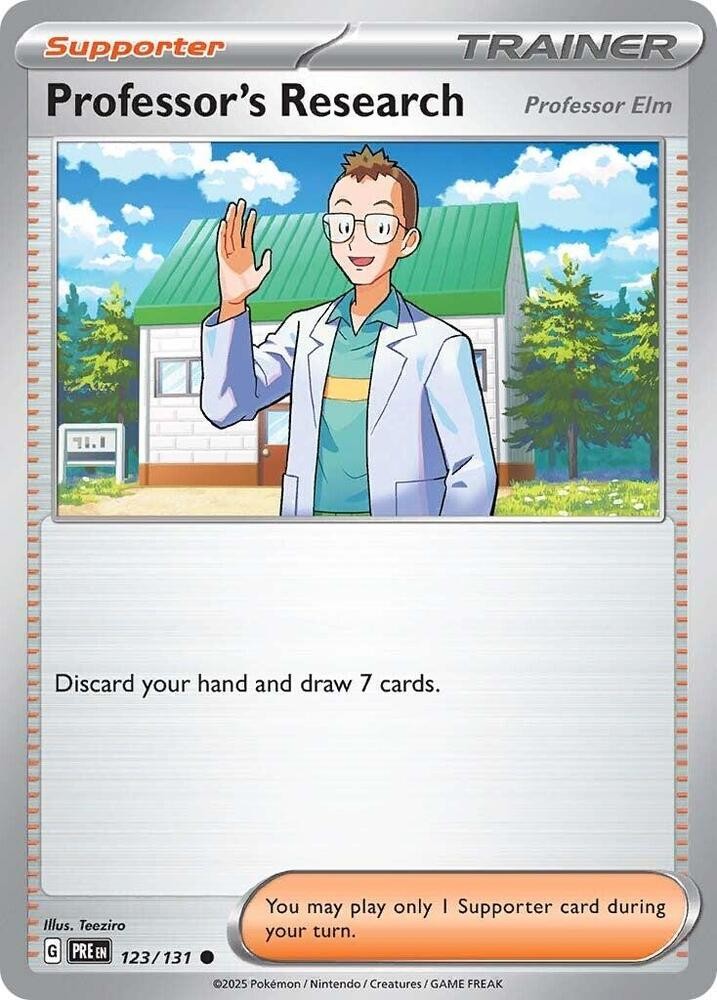 Professor's Research Elm #123/131 Sv Prismatic Reverse Holo Pokemon TCG NM