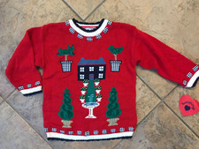 Hartstrings Girl's Vintage NWT 5-6 Red House Garden Ribbon Pullover Sweater