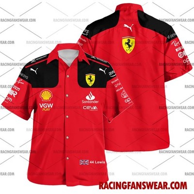 Lewis Hamilton Formula One Racing 2024 Scuderia Ferrari SANTANDER Uniform Appare