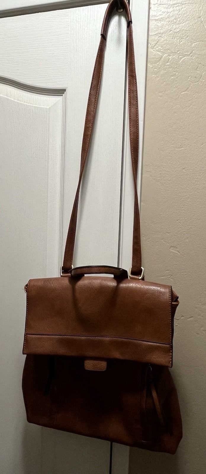 Backpack Purse -Multi Function Brown Faux Leather - image 6