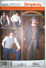 SIMPLICITY Vintage Sewing Pattern 2985 Old West Mens Frock Coat Shirt Vest 46-52