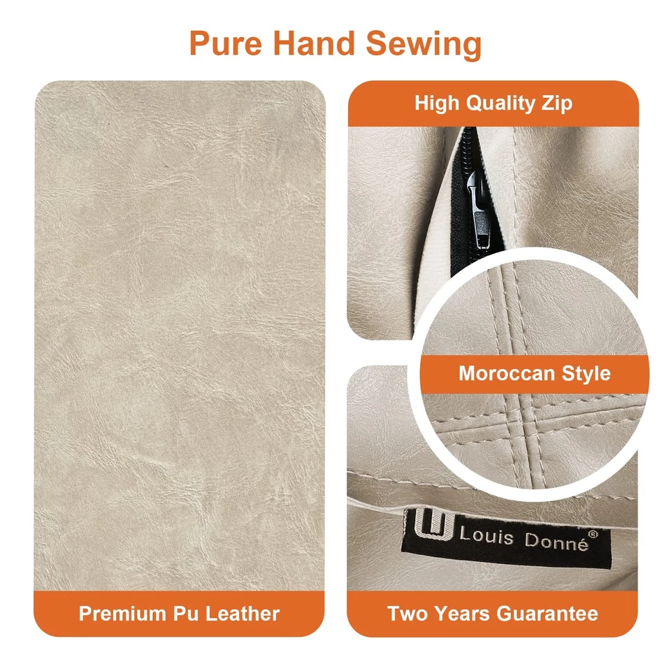 Ottomane Pouf Abdeckung, handgefertigter Outdoor Pouf Kunstleder marokkanisch... - Bild 4 von 4