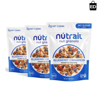 Nut Granola Cereal: Blueberry Cinnamon Flavor, Healthy Low-Carb Breakfast 24 oz