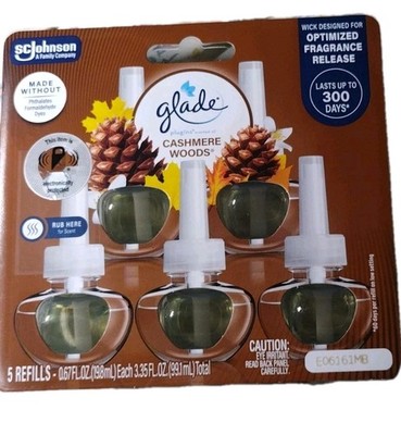 Glade PlugIns Cashmere Woods Scented Oil Refill 5-Pack 0.67 fl oz Up to 300d