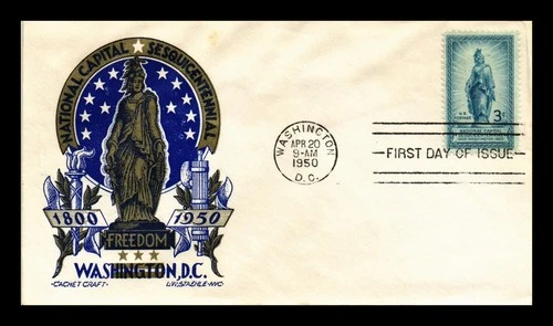US COVER NATIONAL CAPITAL SESQUICENTENNIAL FDC SCOTT 989 STAEHLE CACHET CRAFT