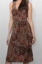 Lauren Ralph Lauren Women's Paisley Faux Wrap Jersey Midi Dress Sleeveless M