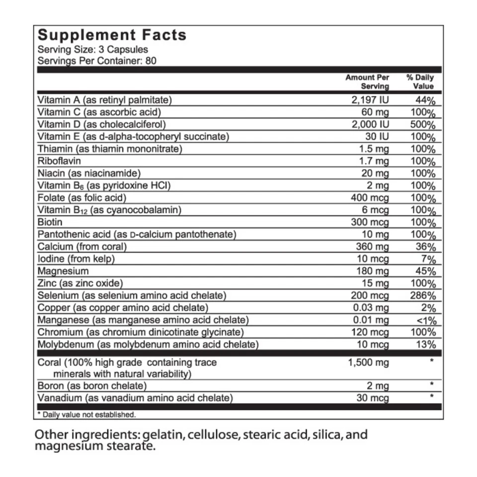 Calcio Coral Descalzo Completo 1500mg 240 Cápsulas - Suplemento Calcio Coral... Foto 2 de 4