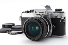 Near MINT Nikon FE Silver 35mm SLR Camera Ai Nikkor f2.8 28mm Lens Japan 172