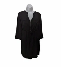 Torrid 1 Mini Challis Front Zip Shirt Dress Womens 1X Utility City Chic #drs8.10