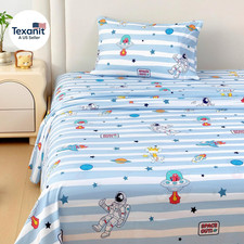 Kids Twin Sheet Set Astronaut, 3 Pieces Sheets for Boys  Girls, Soft Printed Mi