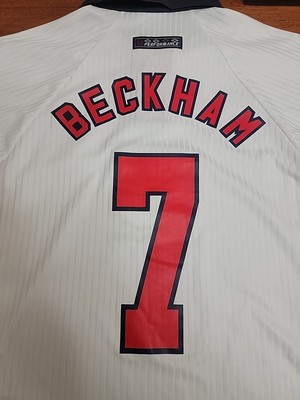 1998 Umbro England Home L/S shirt Beckham #7 France FIFA World Cup