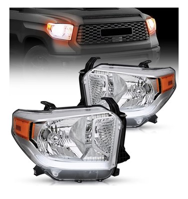 2014-2021 Toyota Tundra L&R Headlight Pair With LED Strip And Level Adjuster
