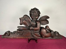 Amorino o cherubino decorativo x mobili scolpito in legno del periodo fine 1800