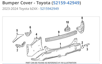 GENUINE TOYOTA BZ4X 52159-42949 COVER, RR BUMPER W/R
