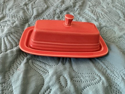 Homer Laughlin Fiesta Persimmon Covered Butter Dish