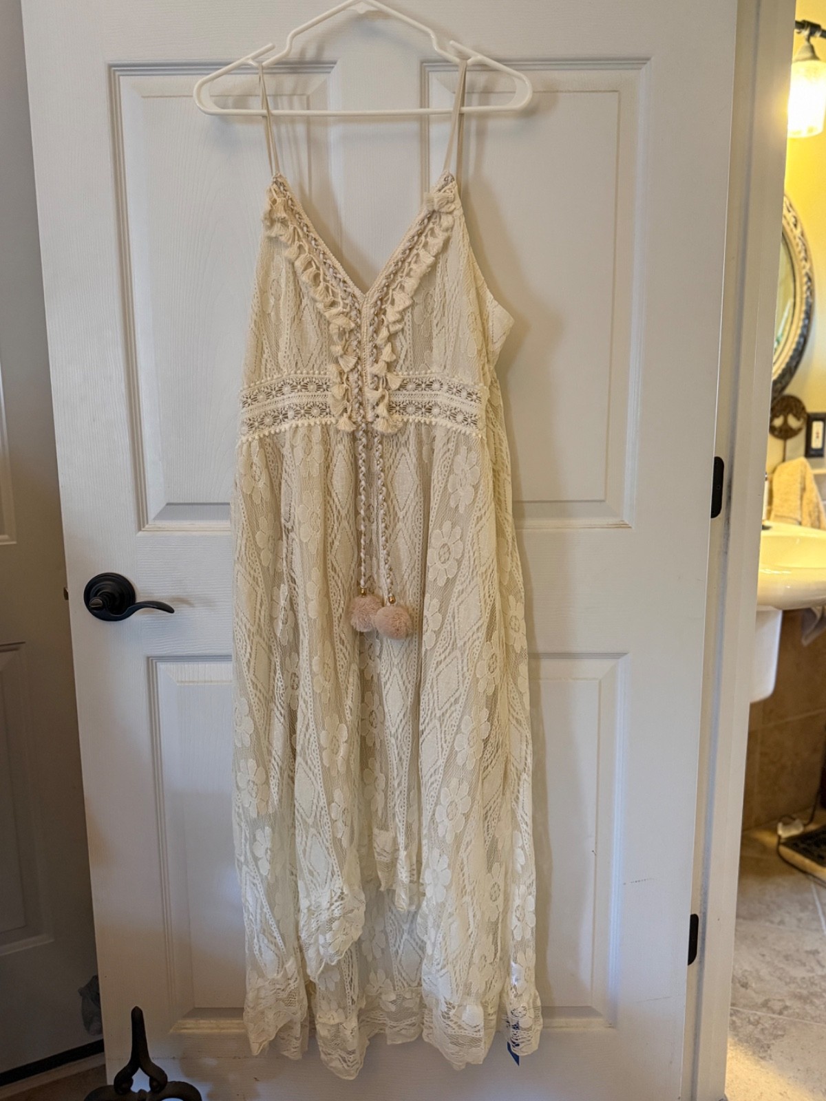 Cupshe Live Life on the Beach High-Low Boho Dress, White, Never Worn