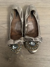 Miu Miu Women s Bronze Jewelled Flat Ballet Shoes Size 6.5