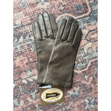 NWT Fownes Womens Metallic Bronze Leather Gloves Cashmere Lined Size 7.5 Vintage