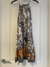 Superdry Size 10 Orange Tropical Strappy Midi Boho Summer Dress