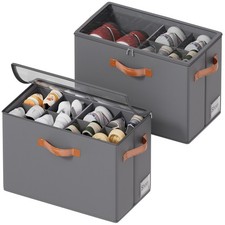 2 Pack Shoe Organizer for Closet, Foldable Shoe Storage Organizer with Adjust...