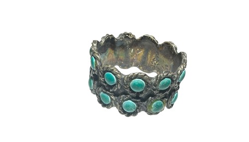 Navajo Cluster Ring Sterling Silver Turquoise Native American Jewelry size 9.5 - 第 6/14 張圖片