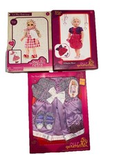 Lot 3 Our Generation Deluxe 18  Doll Outfit Dress Shoes Purse Sandals Sunglasses