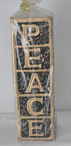 Vintage Christmas Holiday PEACE Pillar Candle 9” x 3" Sealed NEW - product listing photo