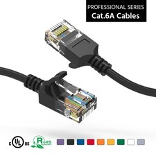 30Ft CAT6A UTP Slim Ethernet Network Booted Cable 28AWG Black