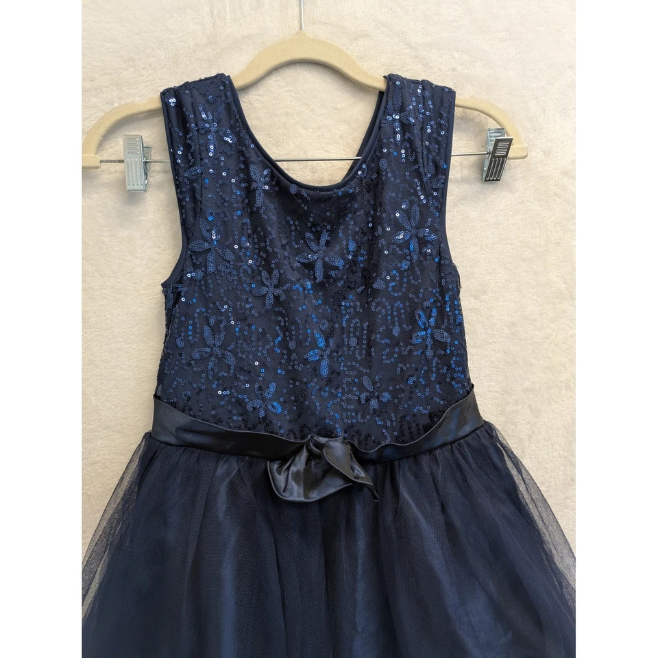 Zunie темно-синий блестки тюль платье девочек размер 12 - Изображение 2 из 4