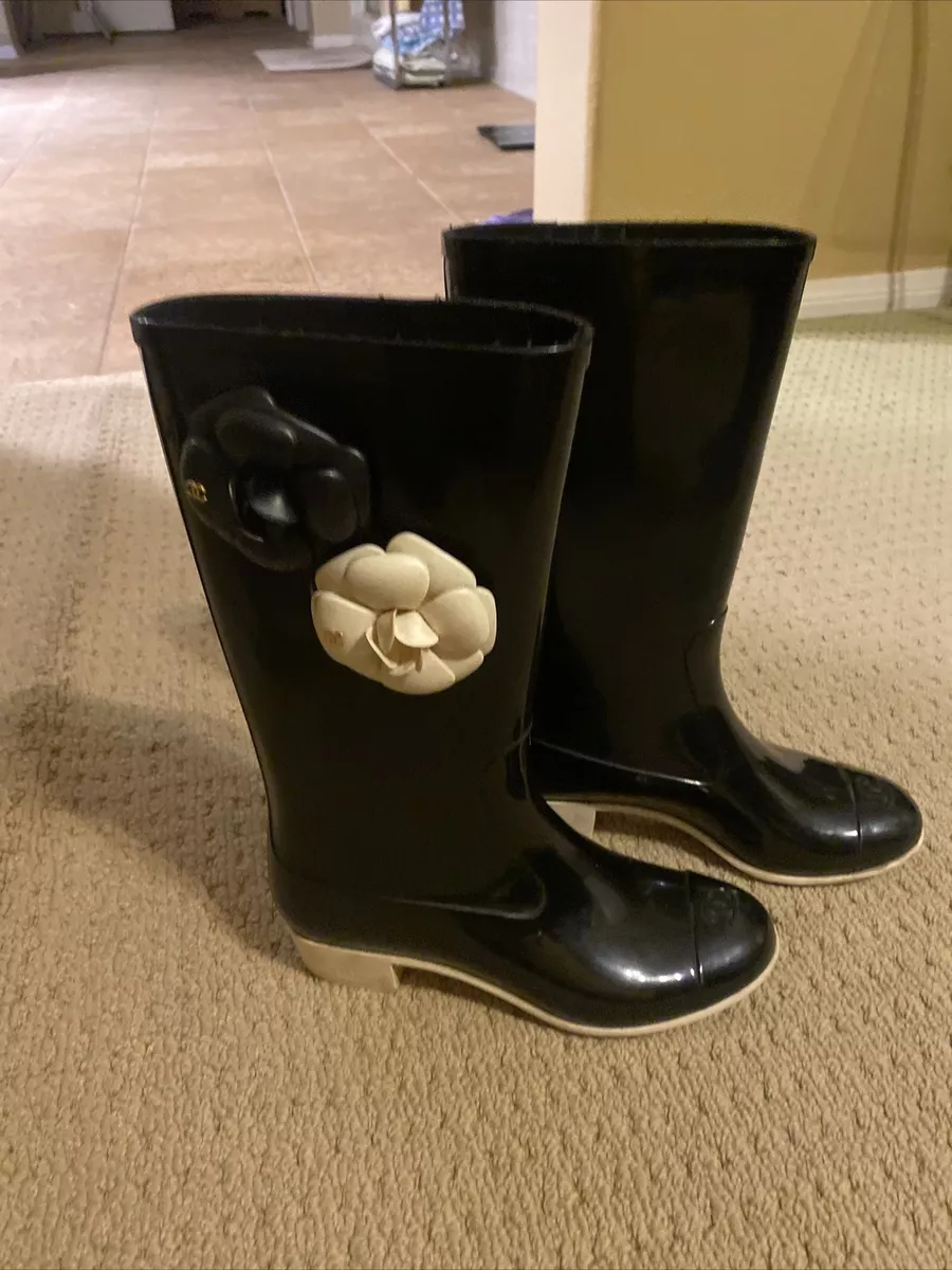 chanel rain boots 37 Flower