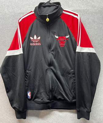 Chicago Bulls NBA Full Zip UP Track Jacket Adidas Black Chicago Bulls NBA Full Zip UP Track Jacket Adidas Black