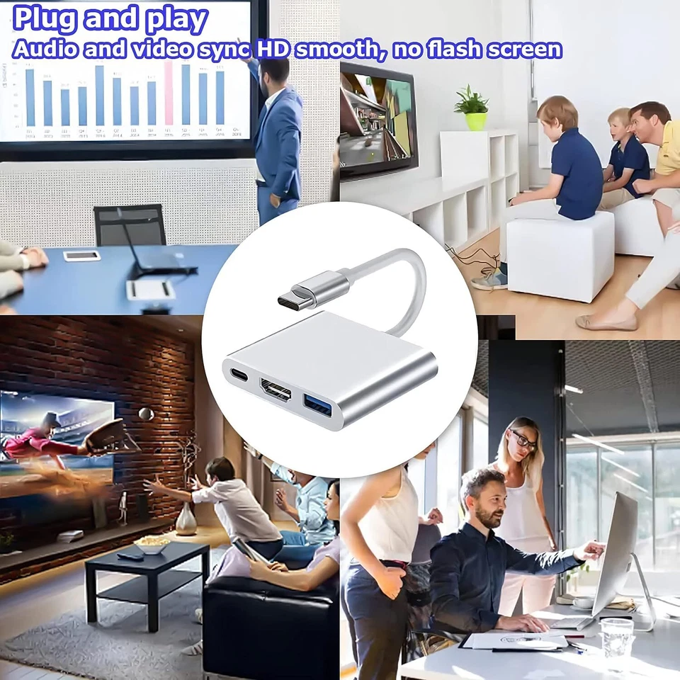 USB тип C на HDMI HDTV ТВ кабель адаптер конвертер для USB-C телефона планшетов лот - Изображение 4 из 4