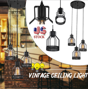 Vintage Metal Industrial Cage Hanging Ceiling Lamp Pendant Light