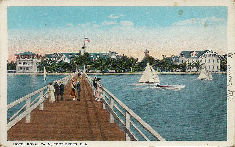 Old postcard, Fort Myers, FL, Royal Palm Hotel 