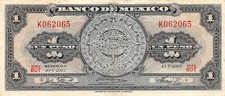 Mexico 1 Peso 10.5.1967 Series BDT Prefix K Circulated Banknote Top4