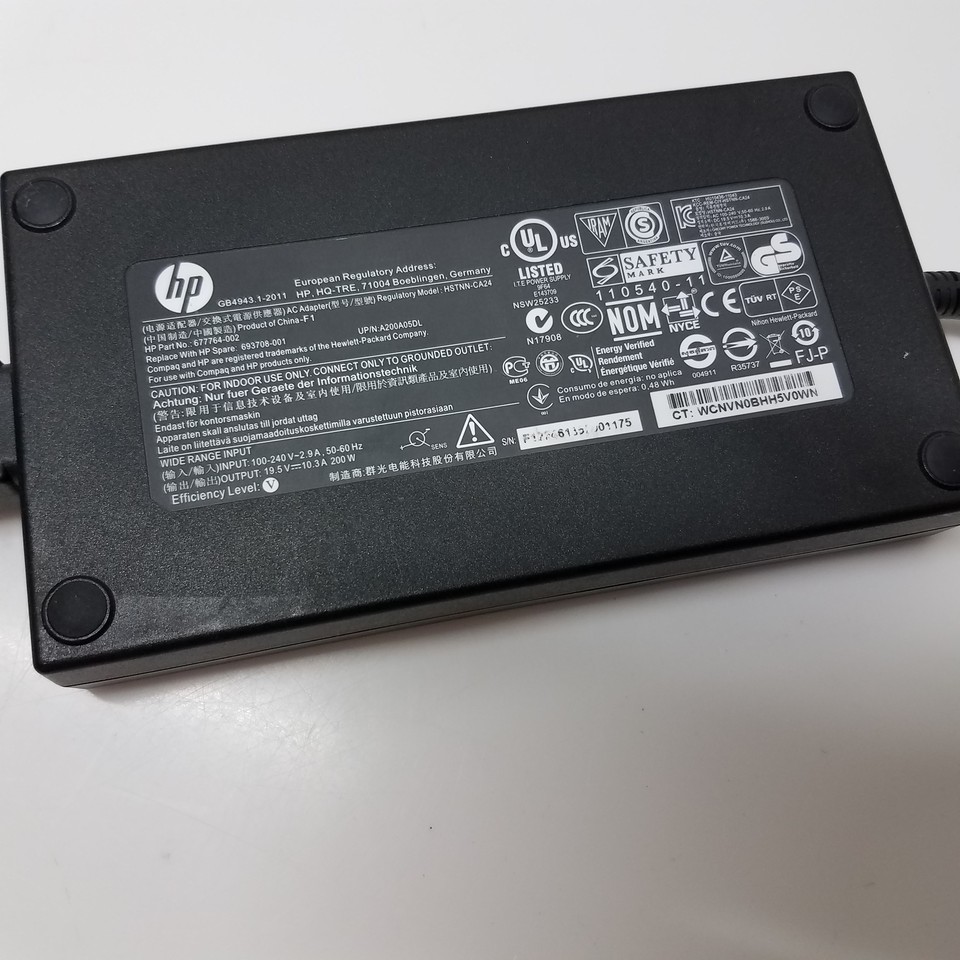 HP 677764002 200W 19.5V 10.3A large tip AC Adapter Power Supply P/R eBay