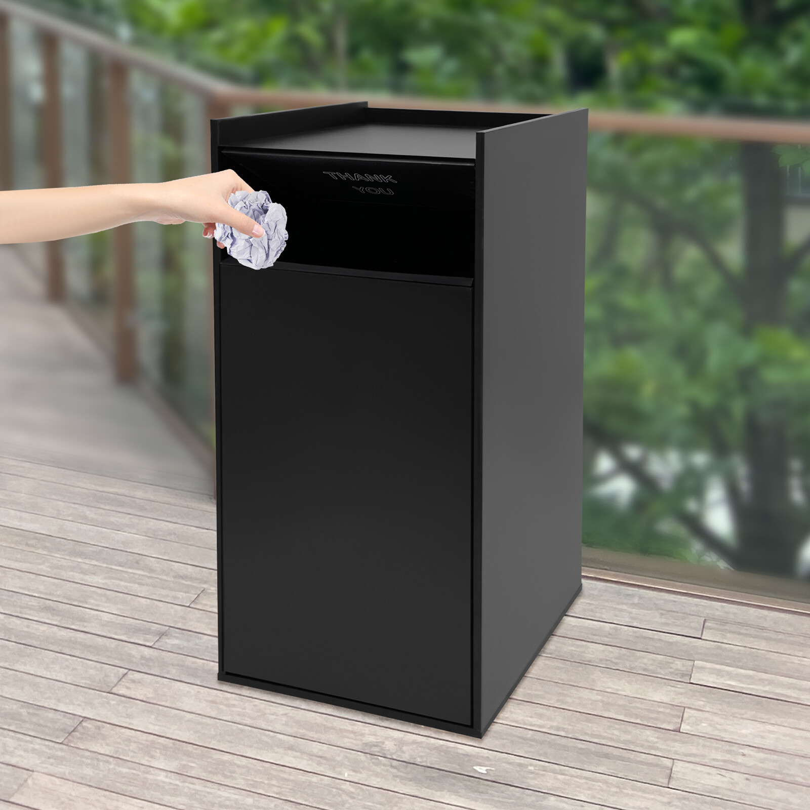 Trash Can Cabinet Garbage Collection Container +Trash Bag Restaurants Schools-image