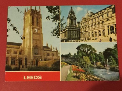 Postkarte - Leeds Parish - Kirche Kunstgalerie & Rathaus & Kanalgärten