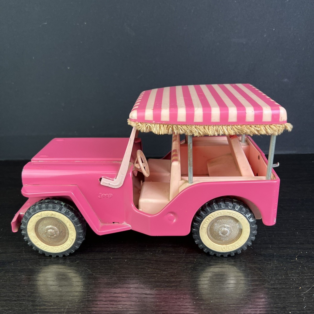 Vintage 1960's Tonka Pink Jeep Safari Truck Pressed Steel