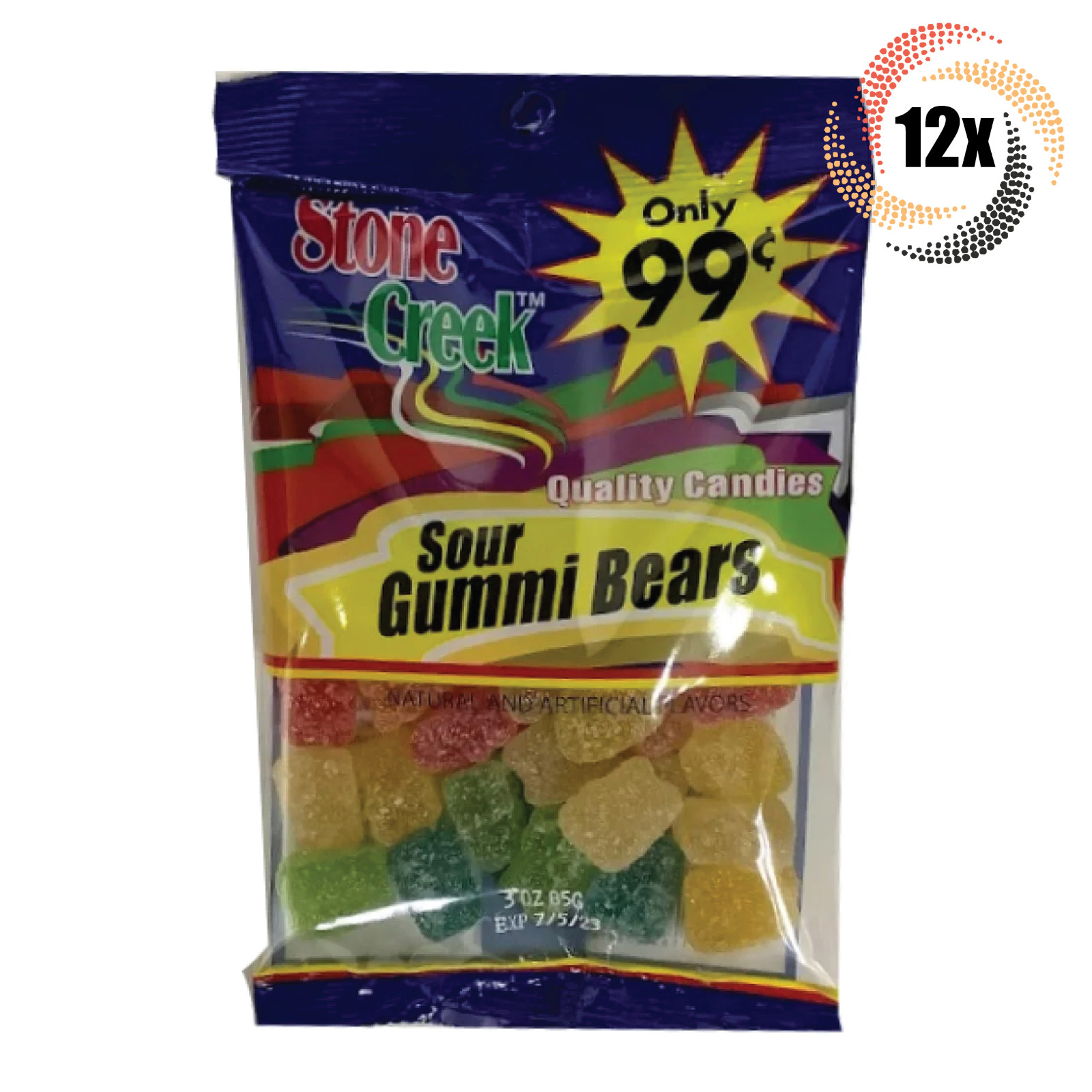 12 пакетиков качественных жевательных конфет Stone Creek Sour Gummi Bears | 3 унции