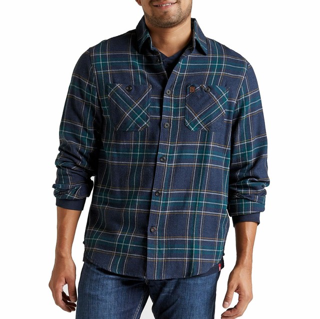 Coleman Men's Plaid ButtonUp Flannel 2Pocket Long Sleeve Shirt Blue