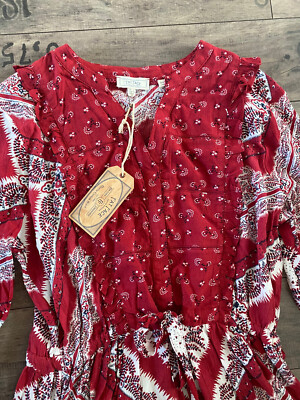 FAT FACE - WILMA BATIK DITSY LONG SLEEVE MIDAXI DRESS WOMEN RED CLARET - UK  8 36 | eBay UK